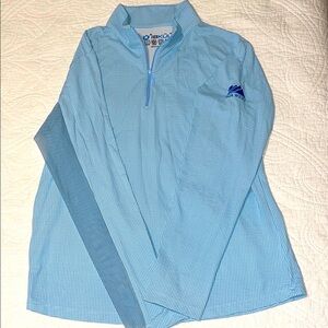 IBKUL Blue Checkered Quarter Zip Top